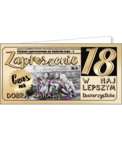 Zaproszenie na 18-tkę zestaw 10 szt ZAB45