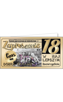 Zaproszenie na 18-tkę zestaw 10 szt ZAB45
