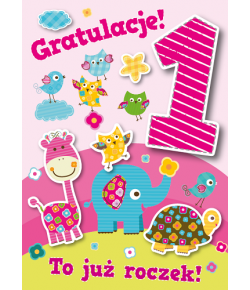 Kartka na Roczek dla dziewczynki GM 736