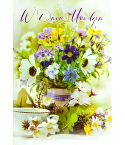 Kartka na urodziny bukiet kwiatów M 752