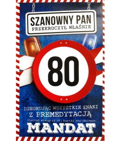 Kartka na 80 urodziny z mandatem dla Mężczyzny  JCX19