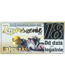 Zaproszenie na 18 urodziny zestaw 10 szt ZAB7