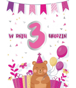 Kartka z życzeniami na 3 urodziny PR 321