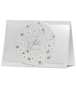 Delikatna Kartka ślubna perłowa H 1011