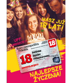 Kartka na 18 urodziny z dowodem  Gift125