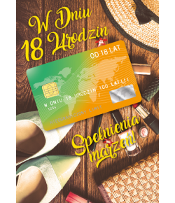 Kartka na 18 urodziny z kartą kredytową Gift 129