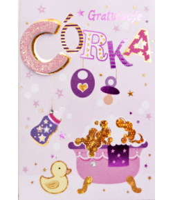 Kartka na Narodziny Dziewczynki Przestrzenna PUP8