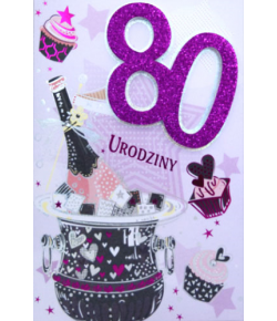 Kartka na 80 urodziny dla kobiety PUP28