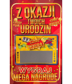 Kartka urodzinowa ze zdrapką, wygraną  JCX32