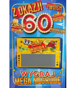 Kartka na 60 urodziny zdrapka Wygrana JCX29