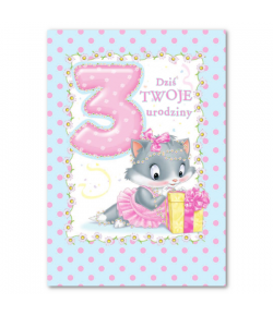 Kartka z okazji 3 urodzin dziewczynki MF8