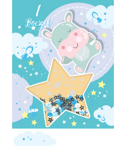 Kartka na Roczek dla chłopczyka z konfetti TG4