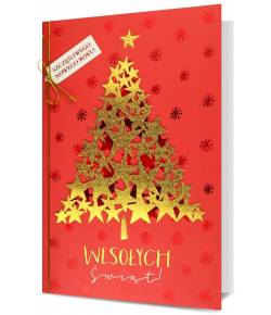 Kartka świąteczna złota Choinka HM1061