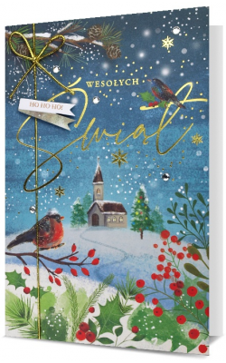 Pejzaż zimowy Kartka świąteczna HM1070