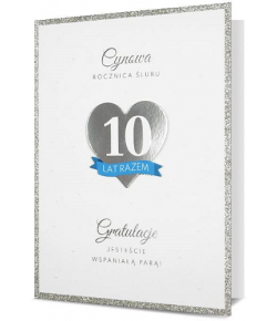 Kartka na 10 rocznicę ślubu Cynową HM2525