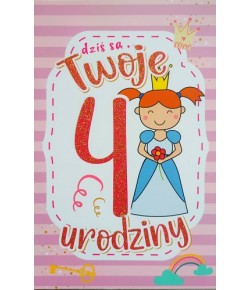 Kartka na 4 urodziny dla dziewczynki 2K72