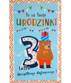 Kartka na 3 urodziny dla chłopczyka 2K71