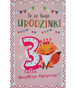 Kartka na 3 urodziny dla dziewczynki 2K70