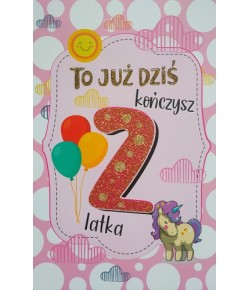 Kartka na 2 urodziny dla dziewczynki 2K68