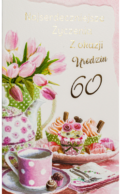 Kartka na 60 urodziny z życzeniami A6261