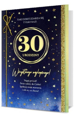 Kartka na 30 urodziny bogato zdobiona HM2610