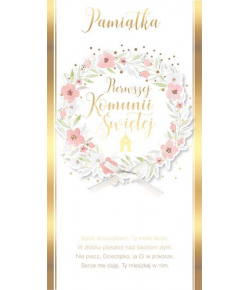 Kartka na Komunię delikatnie zdobiona PM72