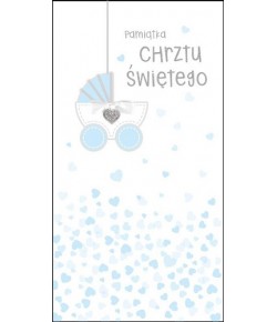 Kartka na Chrzest dla chłopczyka perłowa PM222