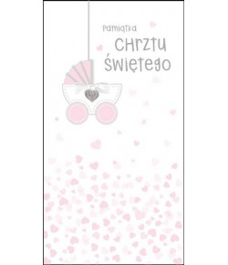 Kartka na Chrzest dla dziewczynki perłowa PM221