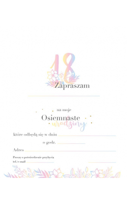 Zaproszenie na 18 urodziny 5 szt PCZP9