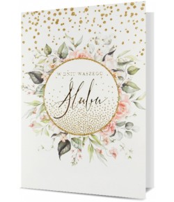 Kartka na ślub pięknie zdobiona brokatem HM2483