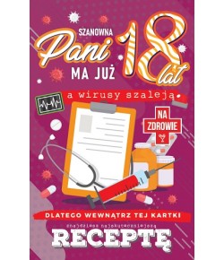 Kartka na 18 urodziny z receptą dla dziewczyny JCX43