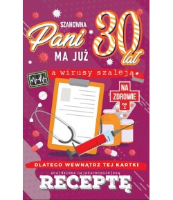 Kartka na 30 urodziny z receptą zabawna JCX46