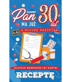 Kartka na 30 urodziny z receptą dla mężczyzny JCX45