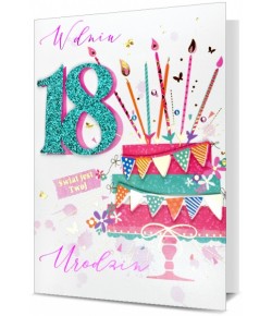 Kartki na 18 urodziny z brokatem HM1850