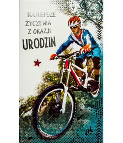 Kartka urodzinowa dla chłopaka rowerzysty A6477B