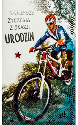 Kartka urodzinowa dla chłopaka rowerzysty A6477B