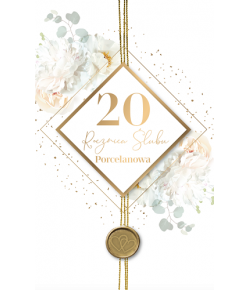 Kartka na 20 rocznicę ślubu Porcelanową LUX72
