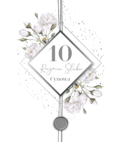 Kartka na 10 rocznicę ślubu Cynową LUX71