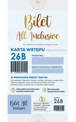 Kartki ślubne z biletem na wspólną podróż przez życie  5K13