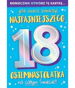 Kartka na 18 urodziny dla chłopaka, zabawna PCDK920