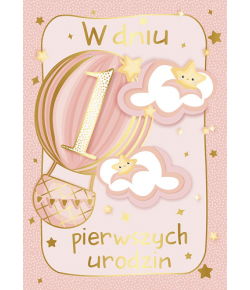 Kartka na 1 urodziny dla dziewczynki PR431