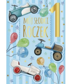 Kartka na Roczek z życzeniami Duża PQ159