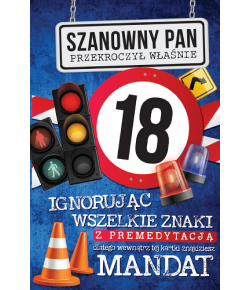 Kartka na 18 urodziny z mandatem dla Chłopaka  JCX7
