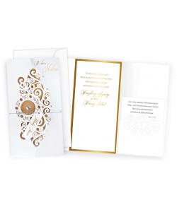 Kartki ślubne z życzeniami pięknie zdobione PM246