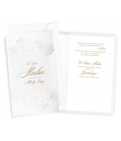 Kartka na ślub zdobiona perełkami KPE179