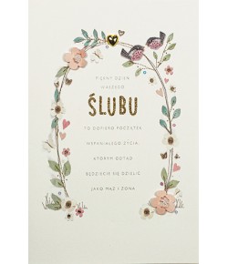 Kartka na ślub pięknie zdobiona, delikatna HM1040