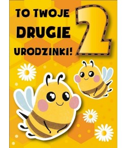 Kartka na 2 urodzinki bogato zdobiona DKP34