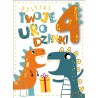 Kartka na 4 urodziny wesołe dinozaury DKP37