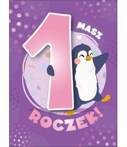 Kartka na Roczek dla dziewczynki, urocza DKP32