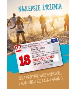 Kartka na 18 urodziny z dowodem osobistym GIFT143